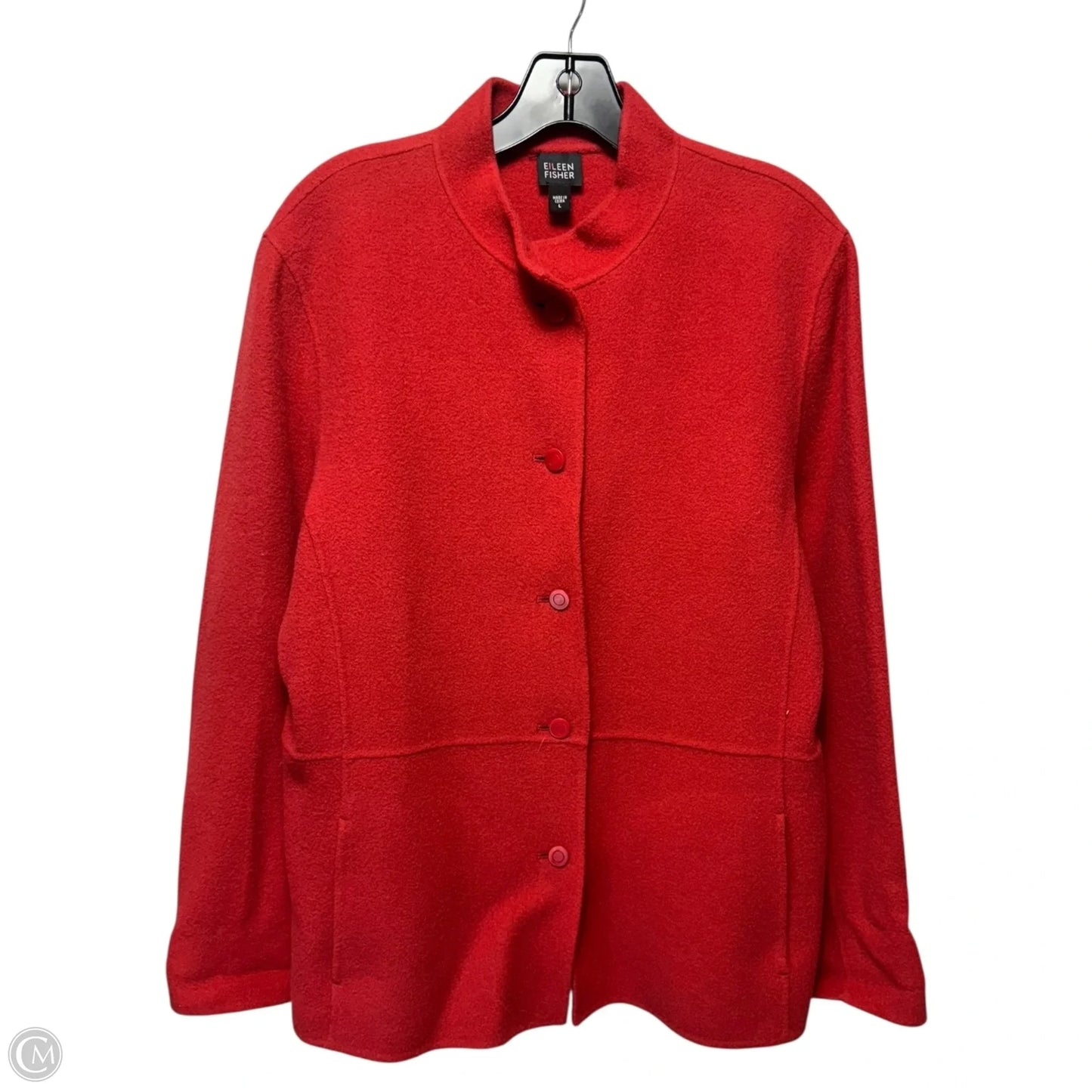 Wool Blend Coat By Eileen Fisher In Red, Size: L