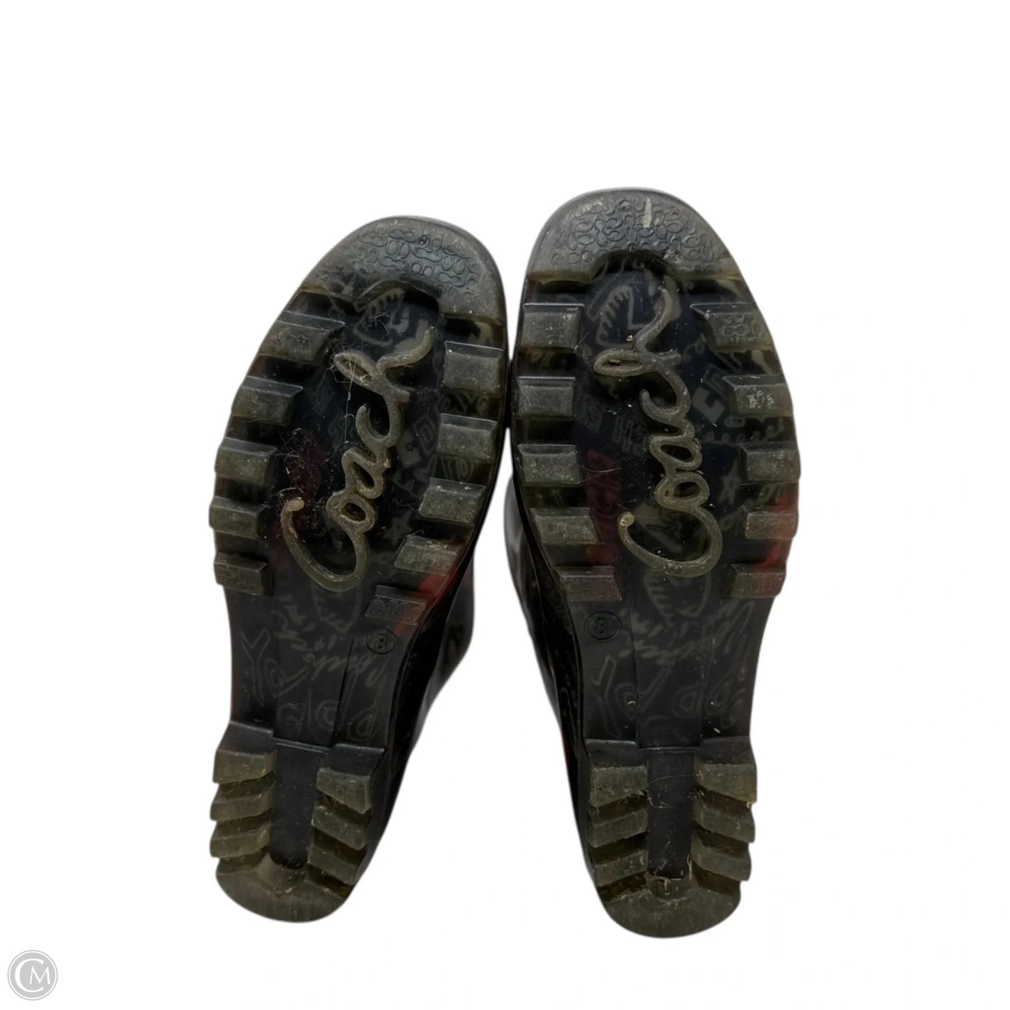 Graffiti Poppy Rain Boots Designer By Coach In Multi-colored, Size: 8