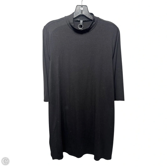 Slit Mock Neck Tunic 3/4 Sleeve By Eileen Fisher In Black, Size: M
