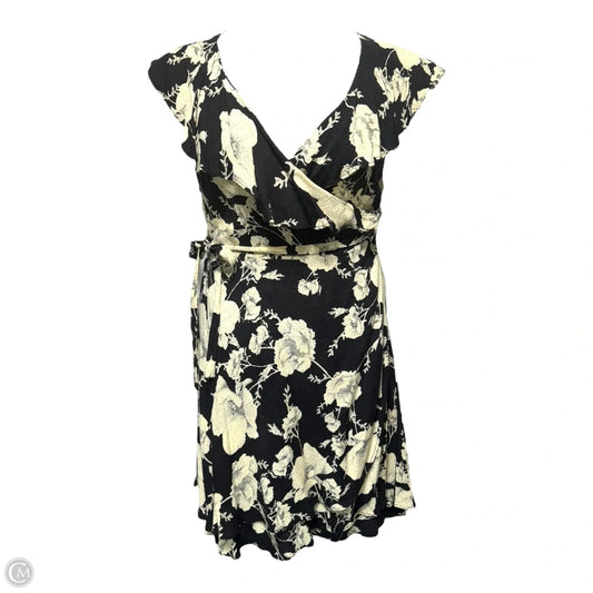 French Quarter Wrap Mini Dress By Free People In Black & Cream, Size: L