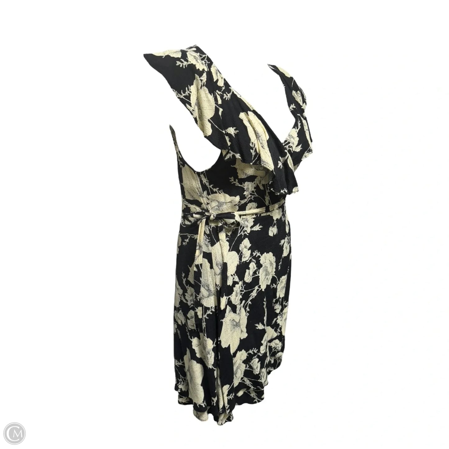 French Quarter Wrap Mini Dress By Free People In Black & Cream, Size: L