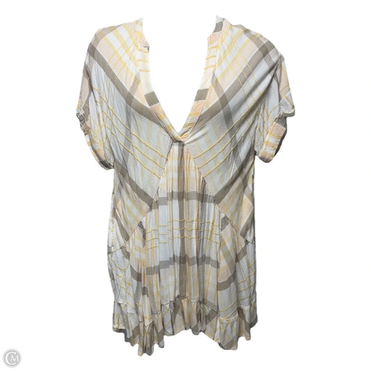 Agnes Plaid Mini Dress By Free People In Cream & Yellow, Size: M