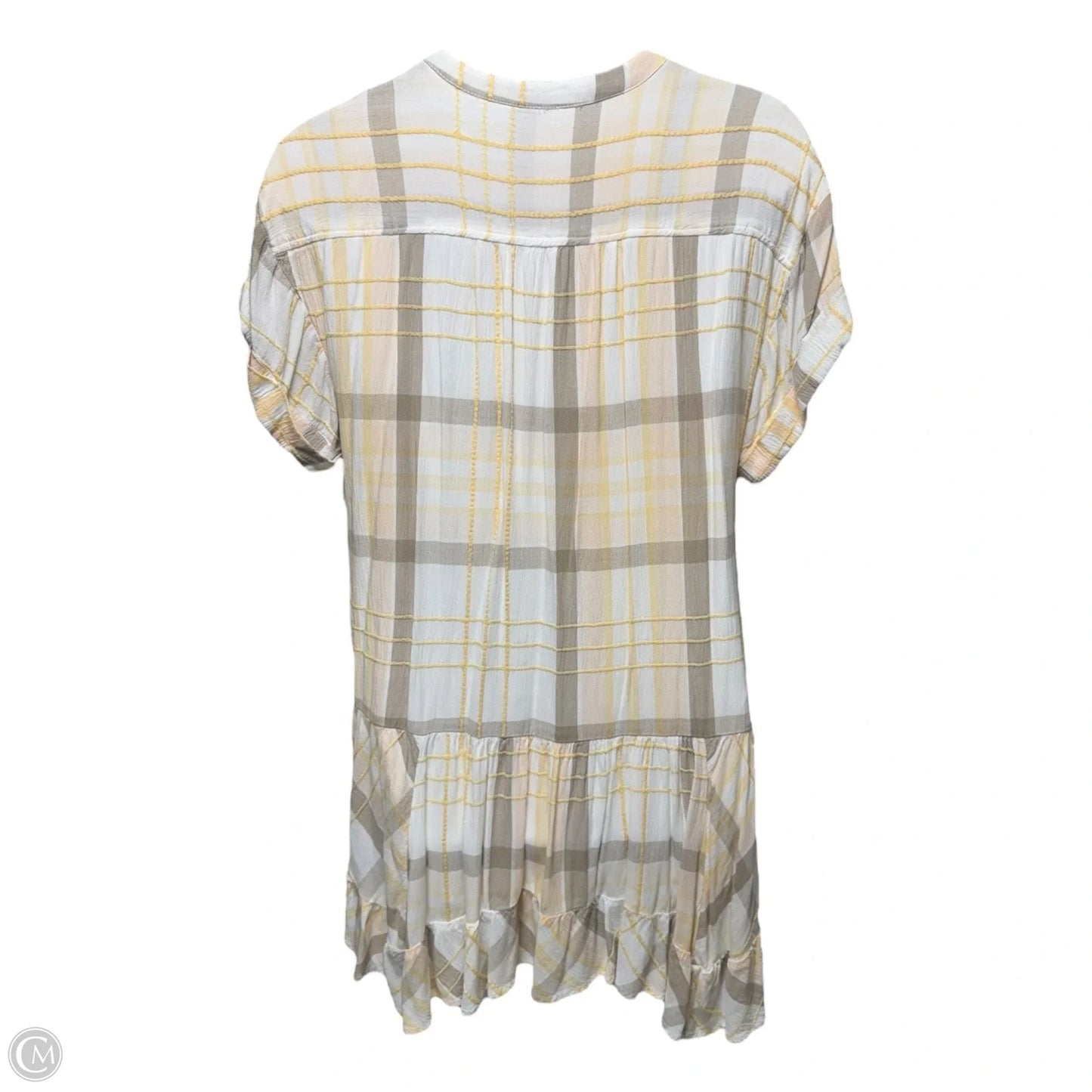 Agnes Plaid Mini Dress By Free People In Cream & Yellow, Size: M