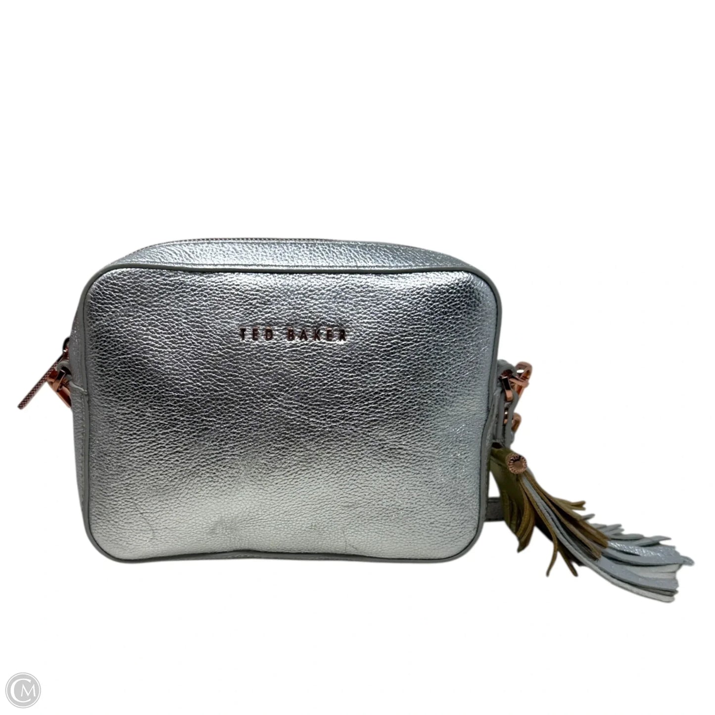 Darwina Metallic Tassel Leather Camera Crossbody Bag By Ted Baker, Size: Small