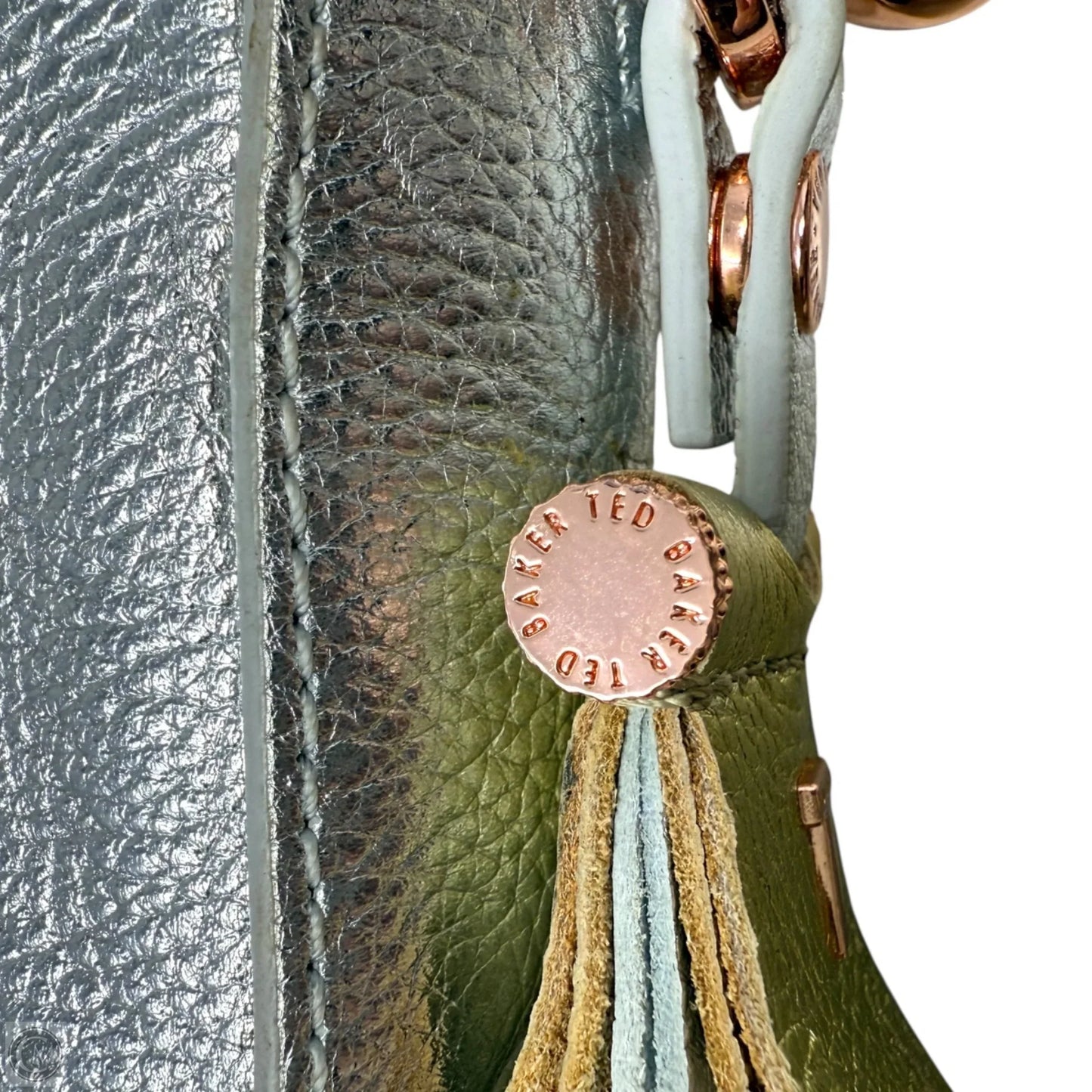 Darwina Metallic Tassel Leather Camera Crossbody Bag By Ted Baker, Size: Small