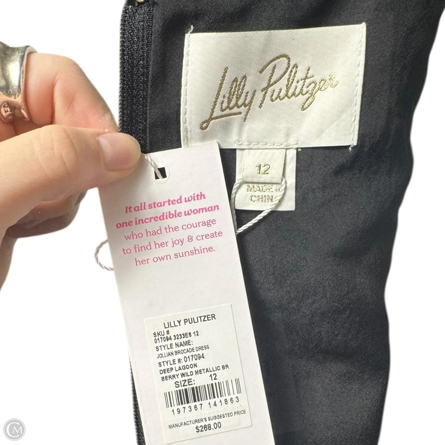 Jollian Brocade Dress Designer By Lilly Pulitzer In Floral Print, Size: 12