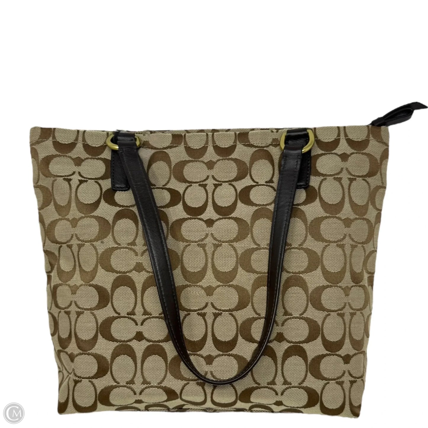 Vintage Signature Stripe 6CM Tote Designer By Coach, Size: Medium