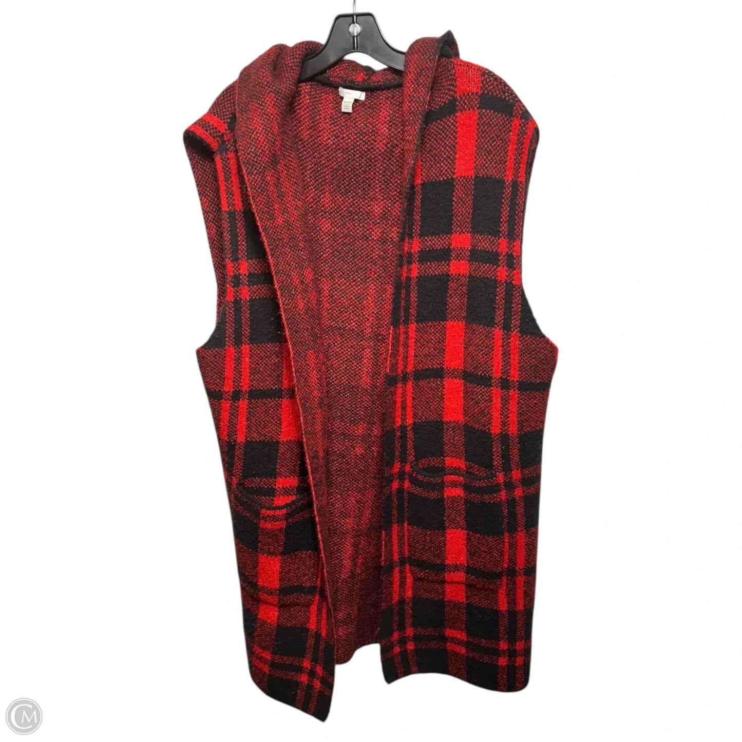 Sweater Cardigan By Cato In Plaid Pattern, Size: 18/20