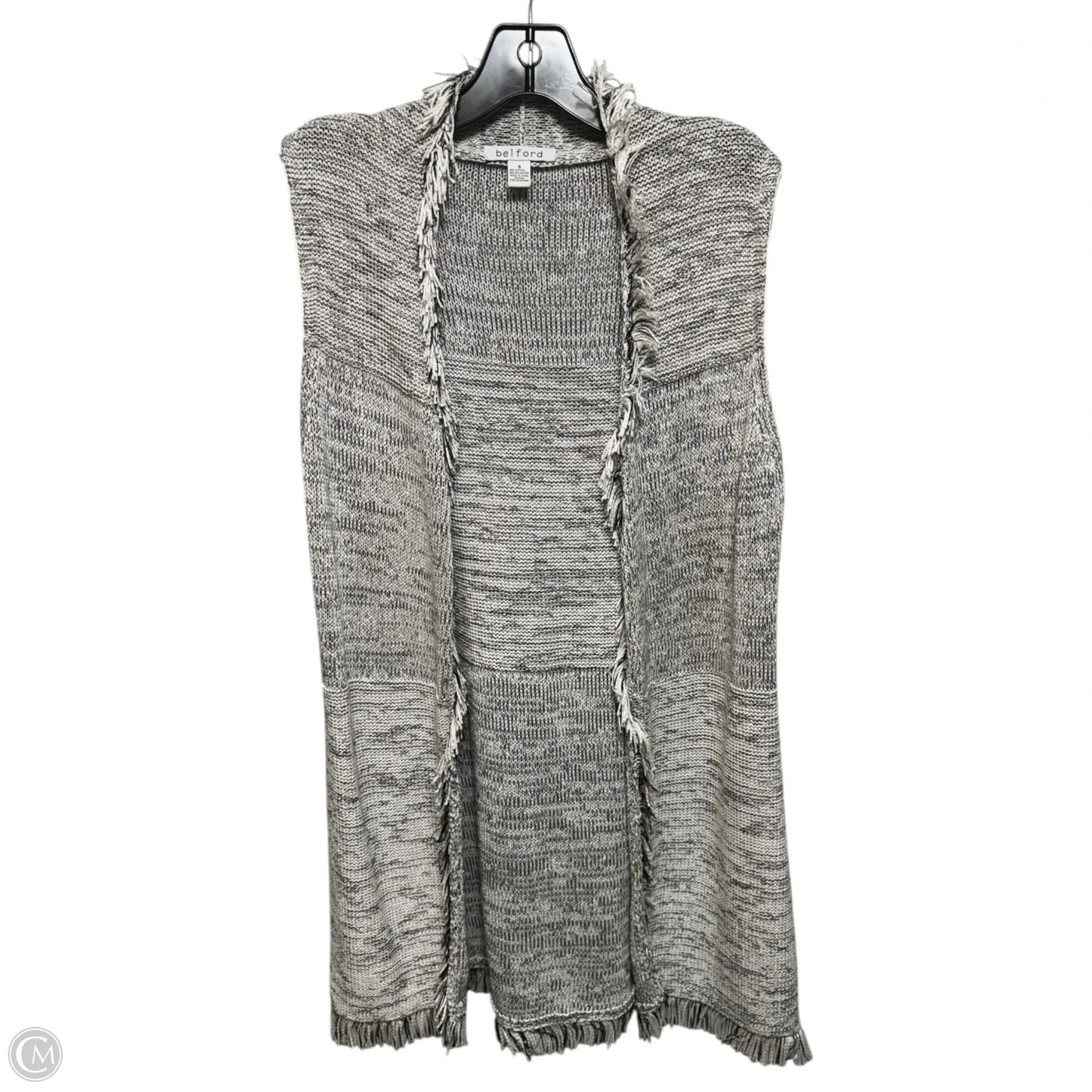 Long Vest Sweater Cardigan Designer By Belford In Black & White, Size: S