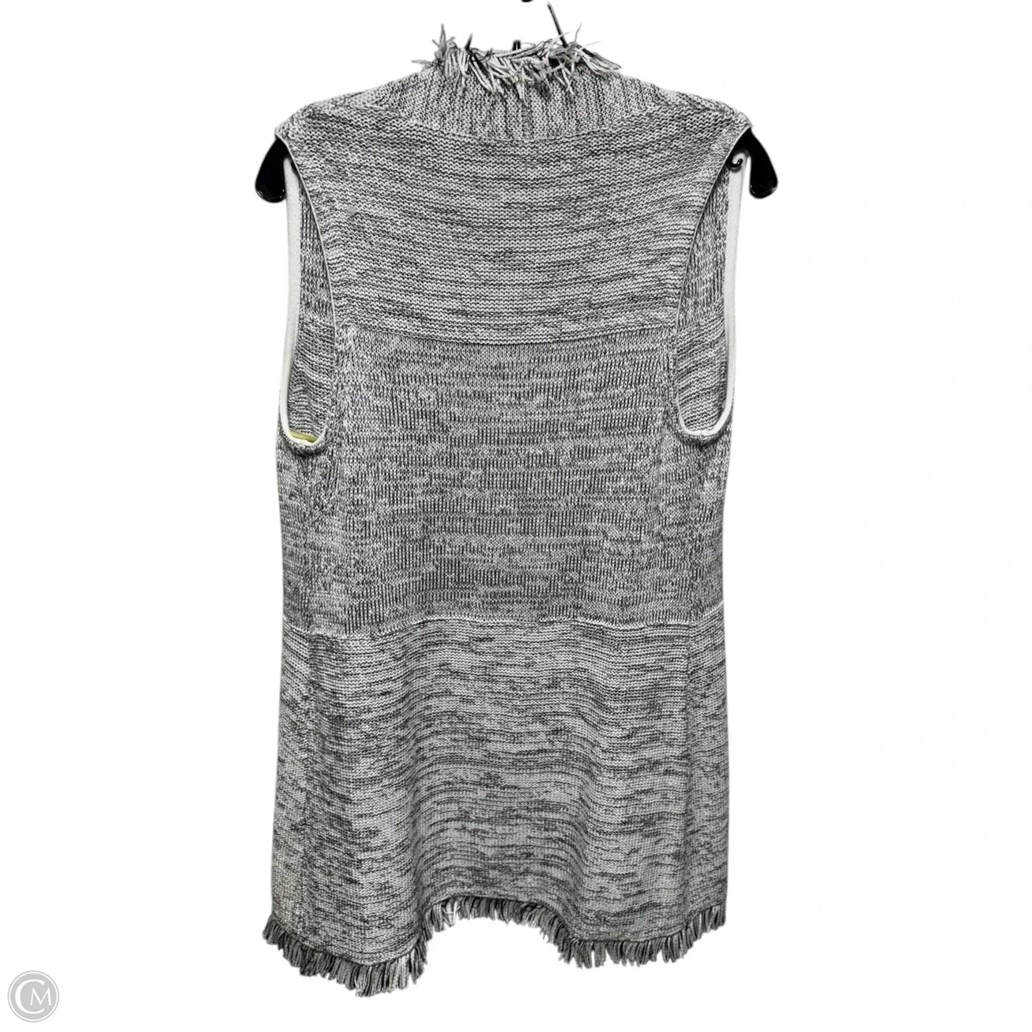 Long Vest Sweater Cardigan Designer By Belford In Black & White, Size: S