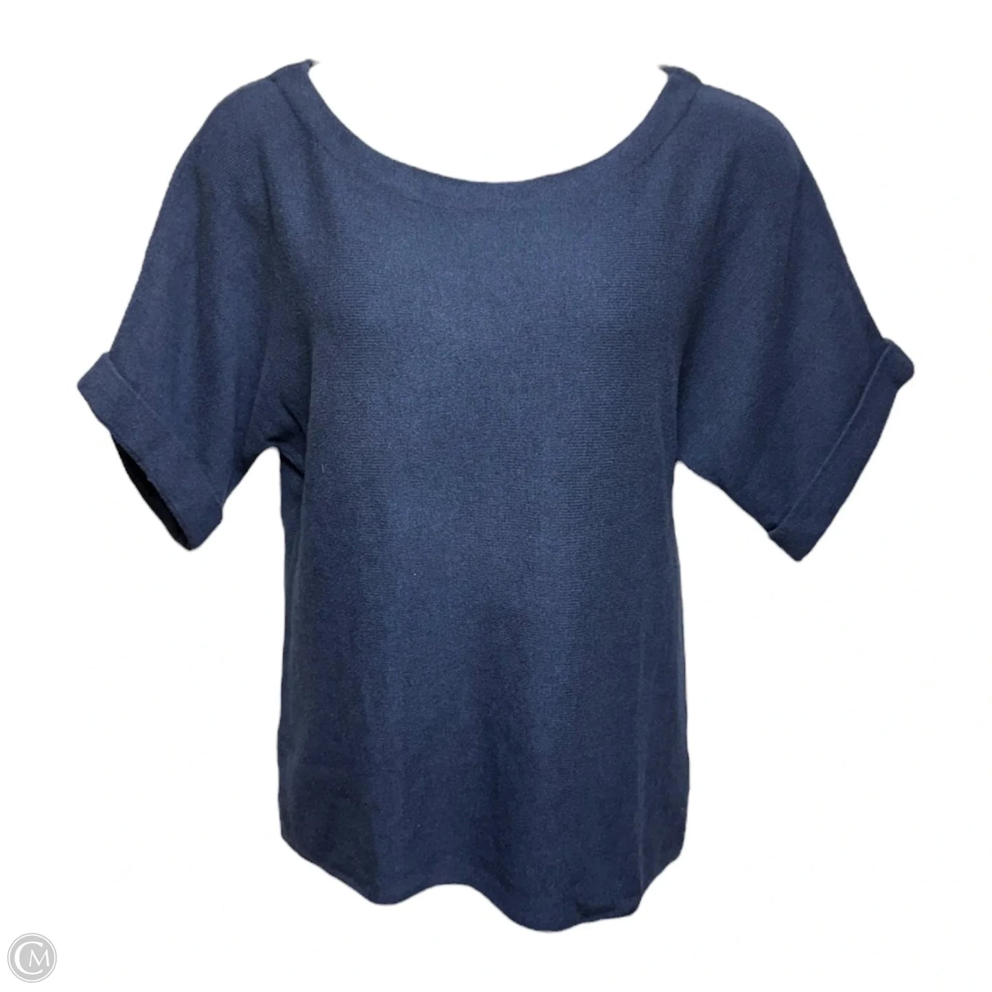 Cotton-Cashmere Blend Sweater Short Sleeve By Eileen Fisher In Blue, Size: M