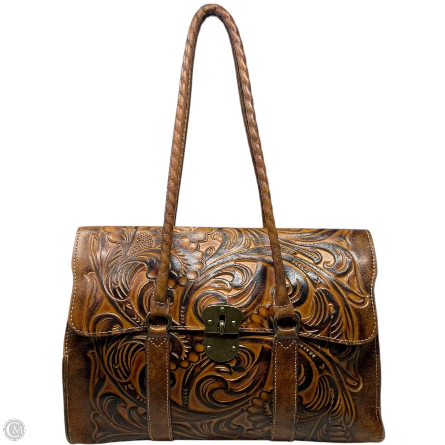 Vienna Tooled Leather Satchel Designer By Patricia Nash, Size: Large