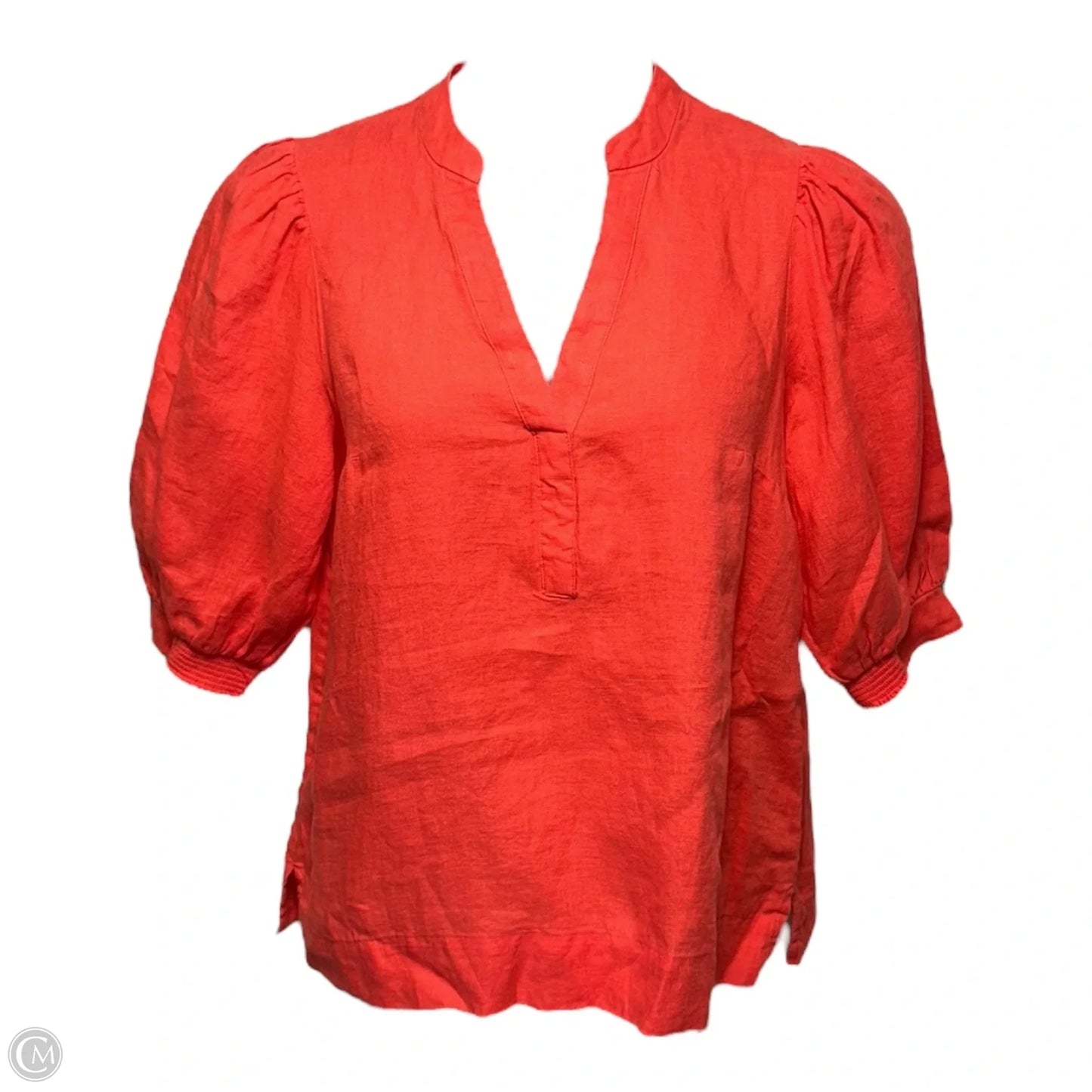 Mialeigh Elbow Sleeve Linen Top Designer By Lilly Pulitzer In Coral, Size: 8