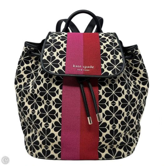 Spade Flower Jacquard Stripe Sinch Flap Backpack Designer By Kate Spade, Size: Medium