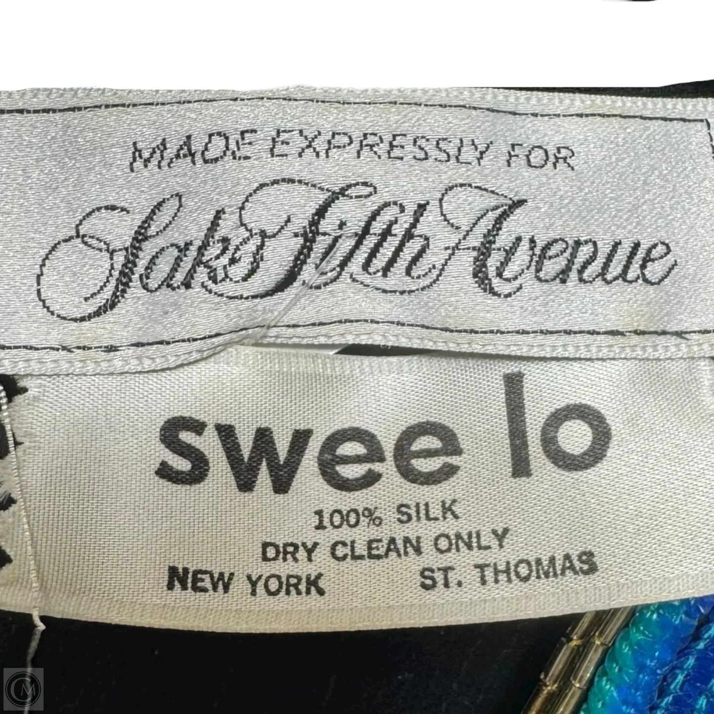 Vintage Silk Hand Beaded V-Neck Batwing Blouse By Swee Lo X Saks Fifth Avenue In Peacock Print, Size: S