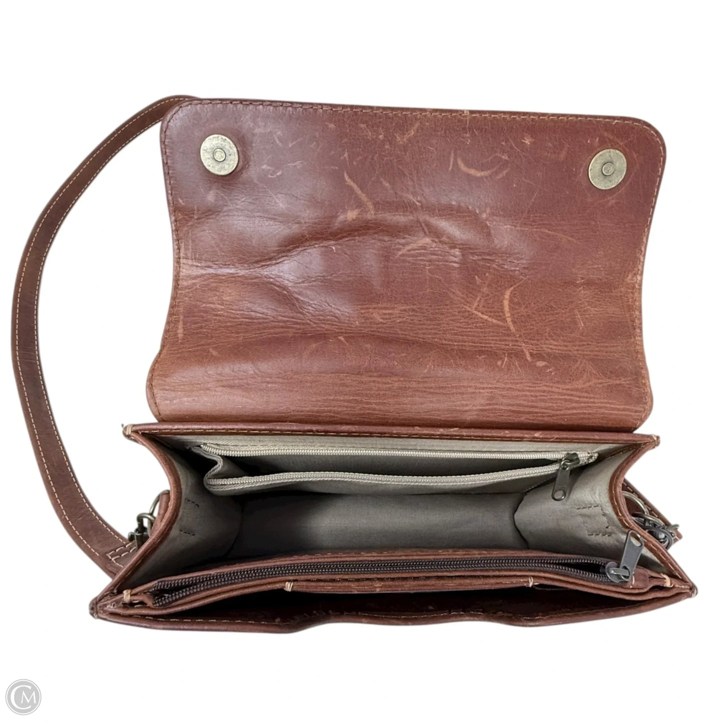 Handbag Leather By Ledermann, Size: Medium