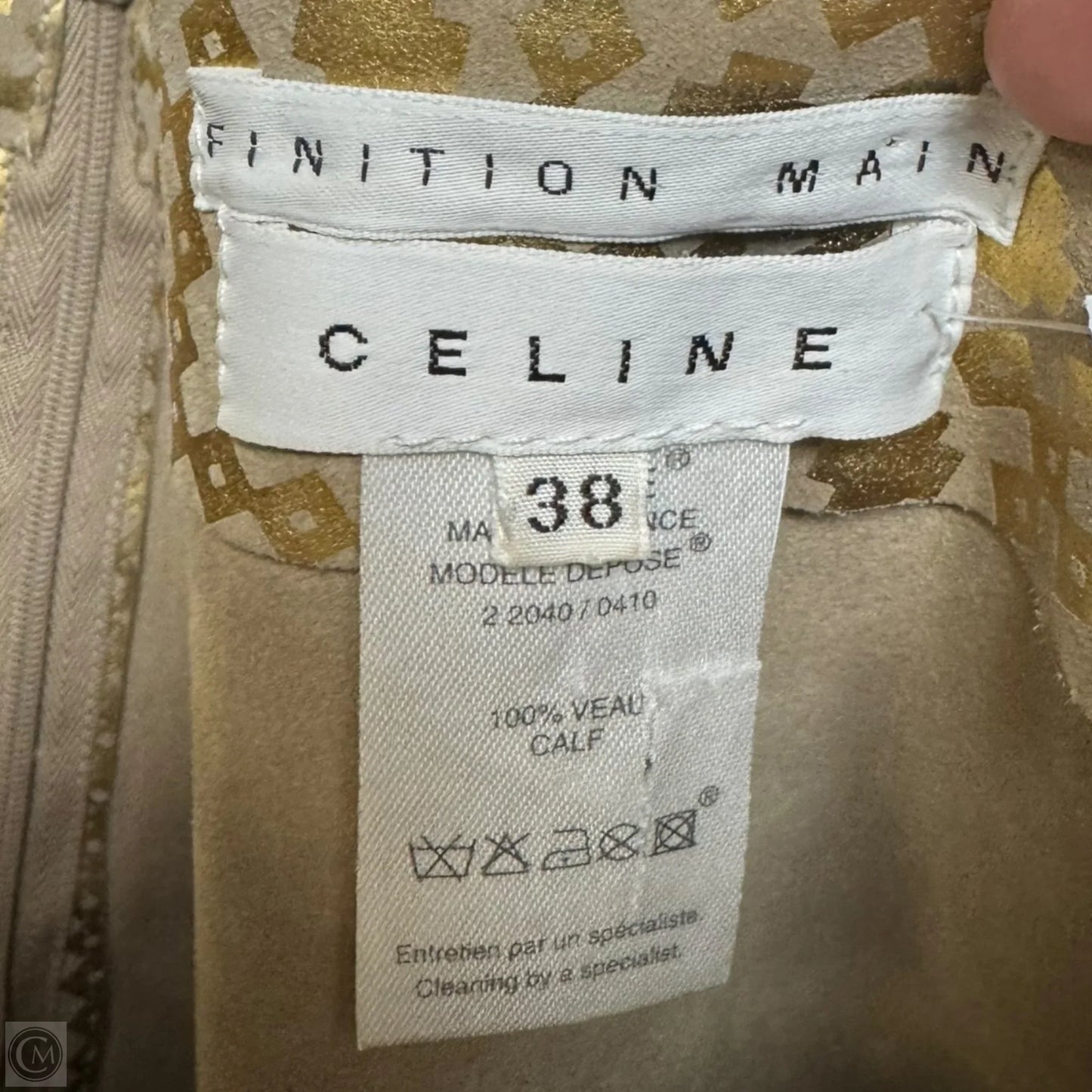 Metallic Leather Skirt Luxury Designer By Celine In Gold, Size: 6