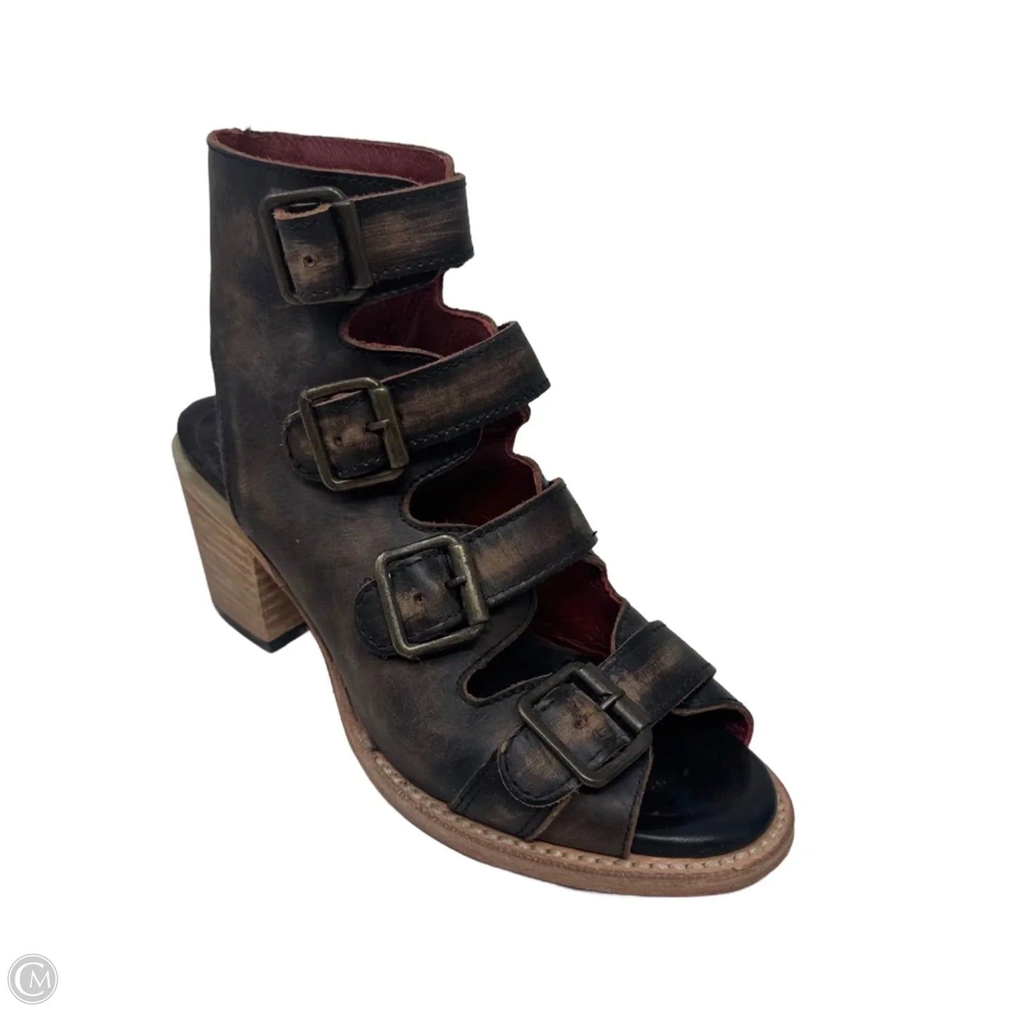 Quail Sandals Heels Block By Freebird In Brown, Size: 8