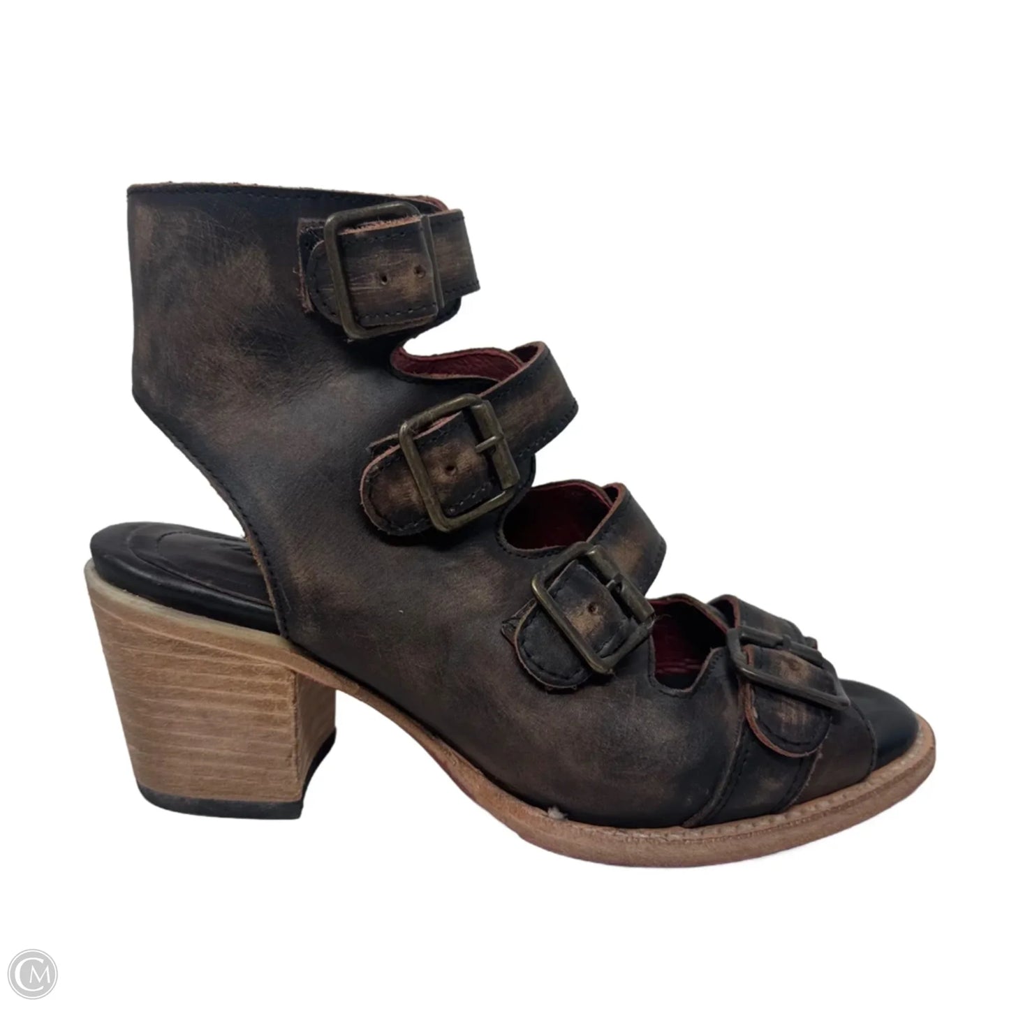 Quail Sandals Heels Block By Freebird In Brown, Size: 8