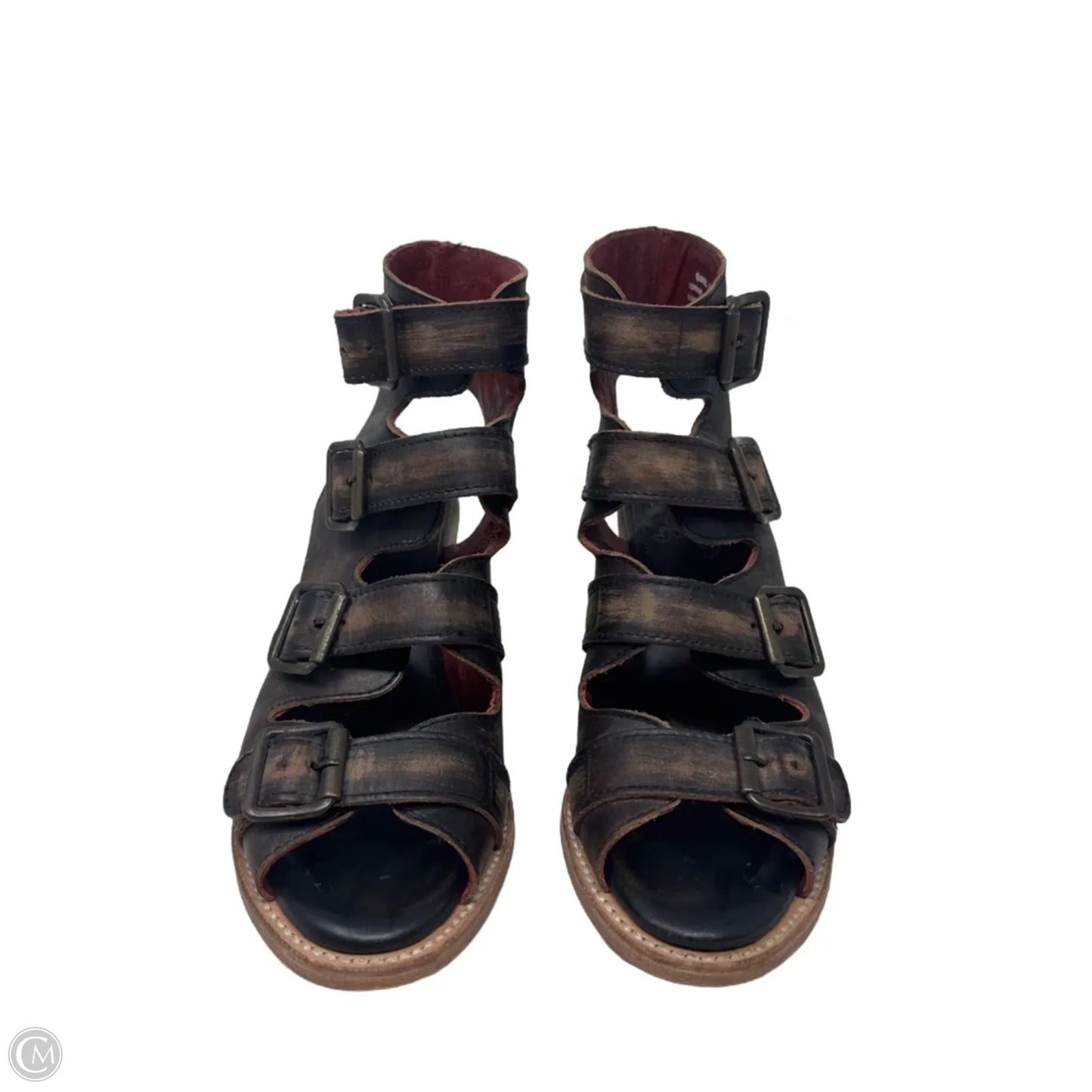 Quail Sandals Heels Block By Freebird In Brown, Size: 8