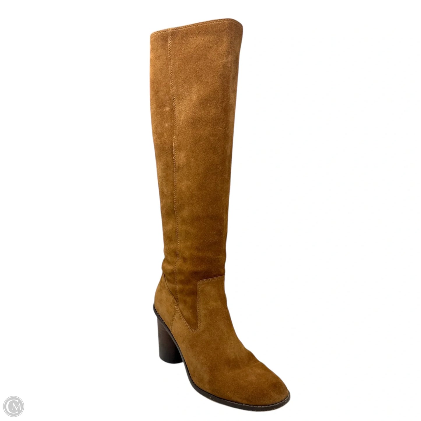 Ombre Heeled Boots In Saddle Suede Designer By Coach In Tan, Size: 8.5