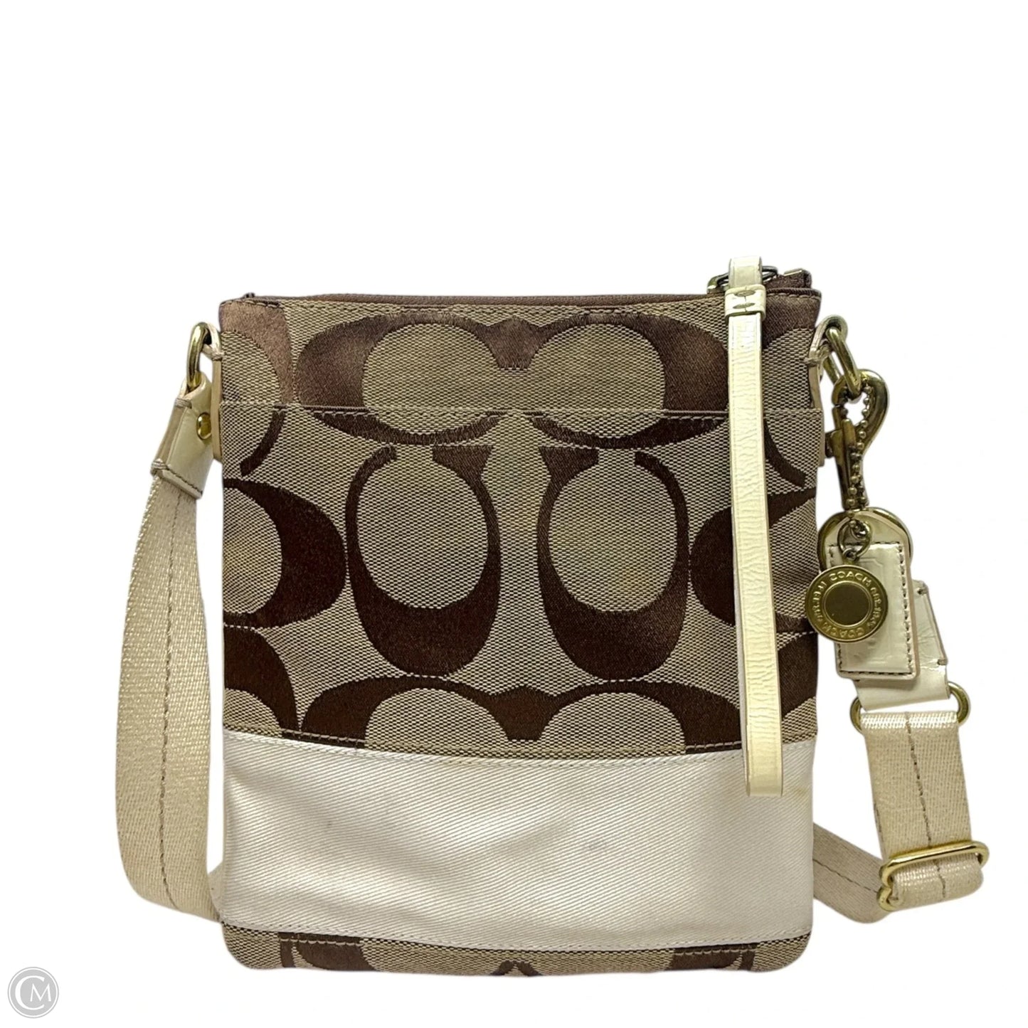 Vintage Signature Stripe Swingpack Crossbody Designer By Coach, Size: Small