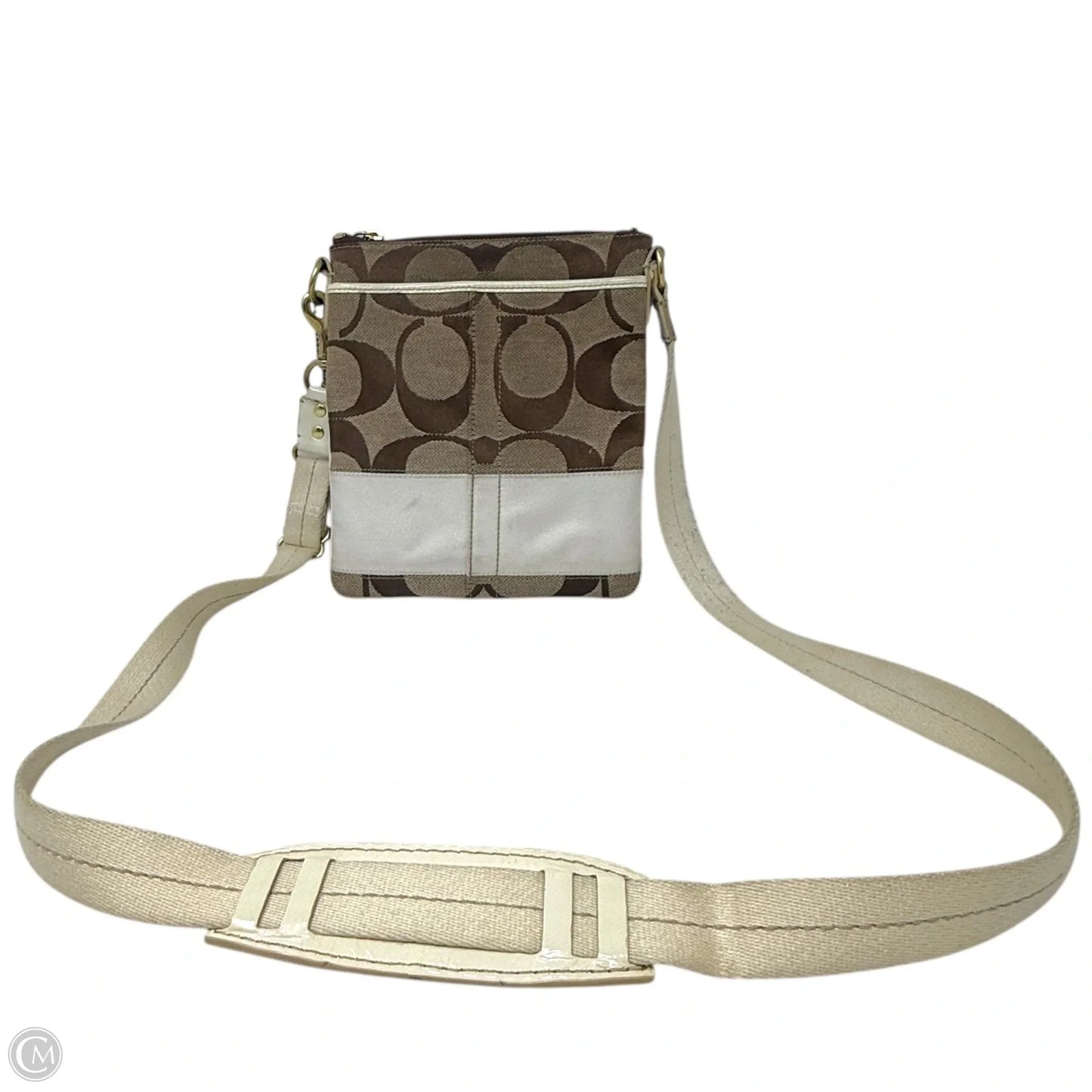 Vintage Signature Stripe Swingpack Crossbody Designer By Coach, Size: Small