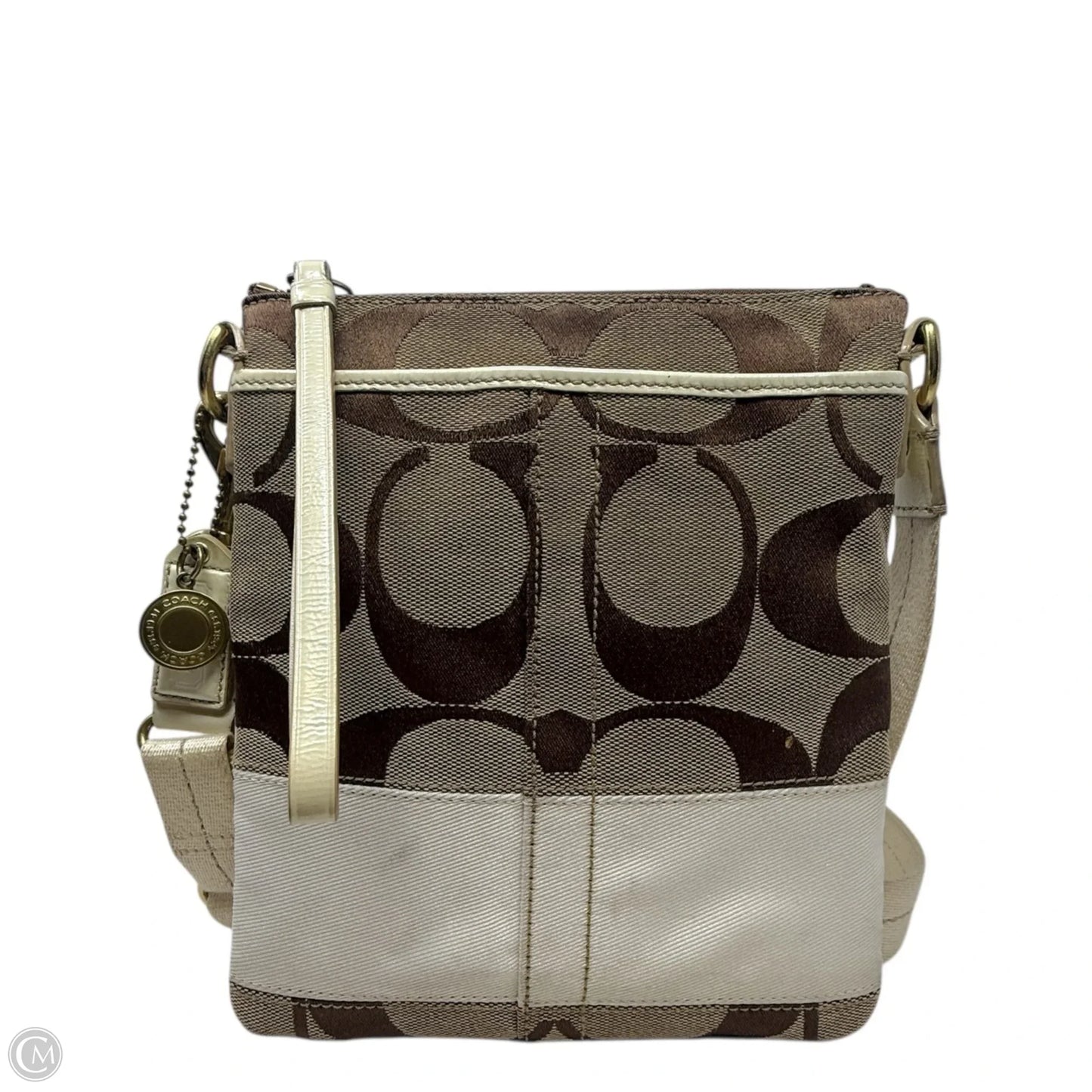 Vintage Signature Stripe Swingpack Crossbody Designer By Coach, Size: Small