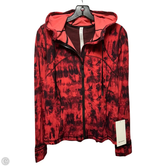 Hooded Define Athletic Jacket By Lululemon In Black & Red, Size: 10