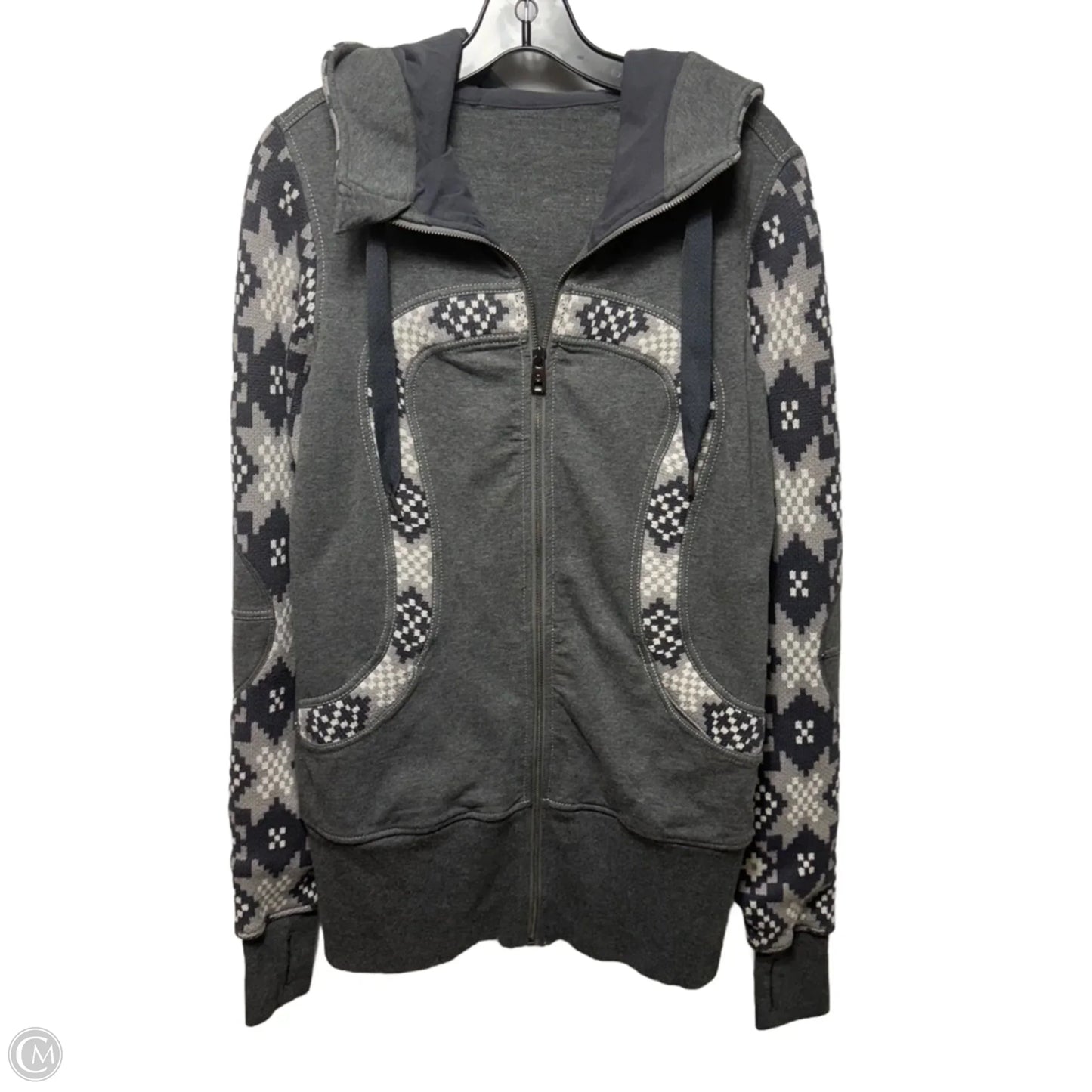 Athletic Jacket By Lululemon In Grey & White, Size: 8