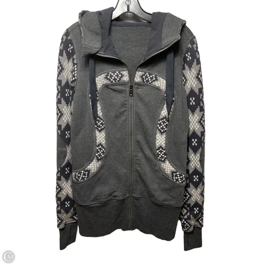 Athletic Jacket By Lululemon In Grey & White, Size: 8