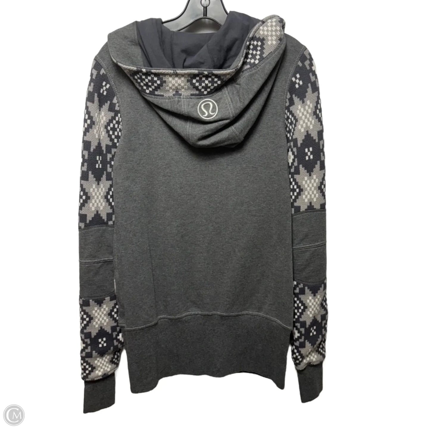 Athletic Jacket By Lululemon In Grey & White, Size: 8