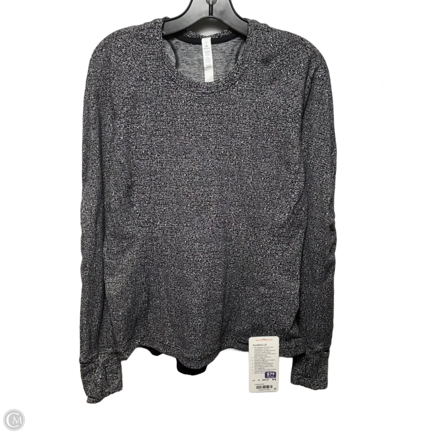 Runderful Athletic Top Long Sleeve Crewneck By Lululemon In Black & White, Size: 10