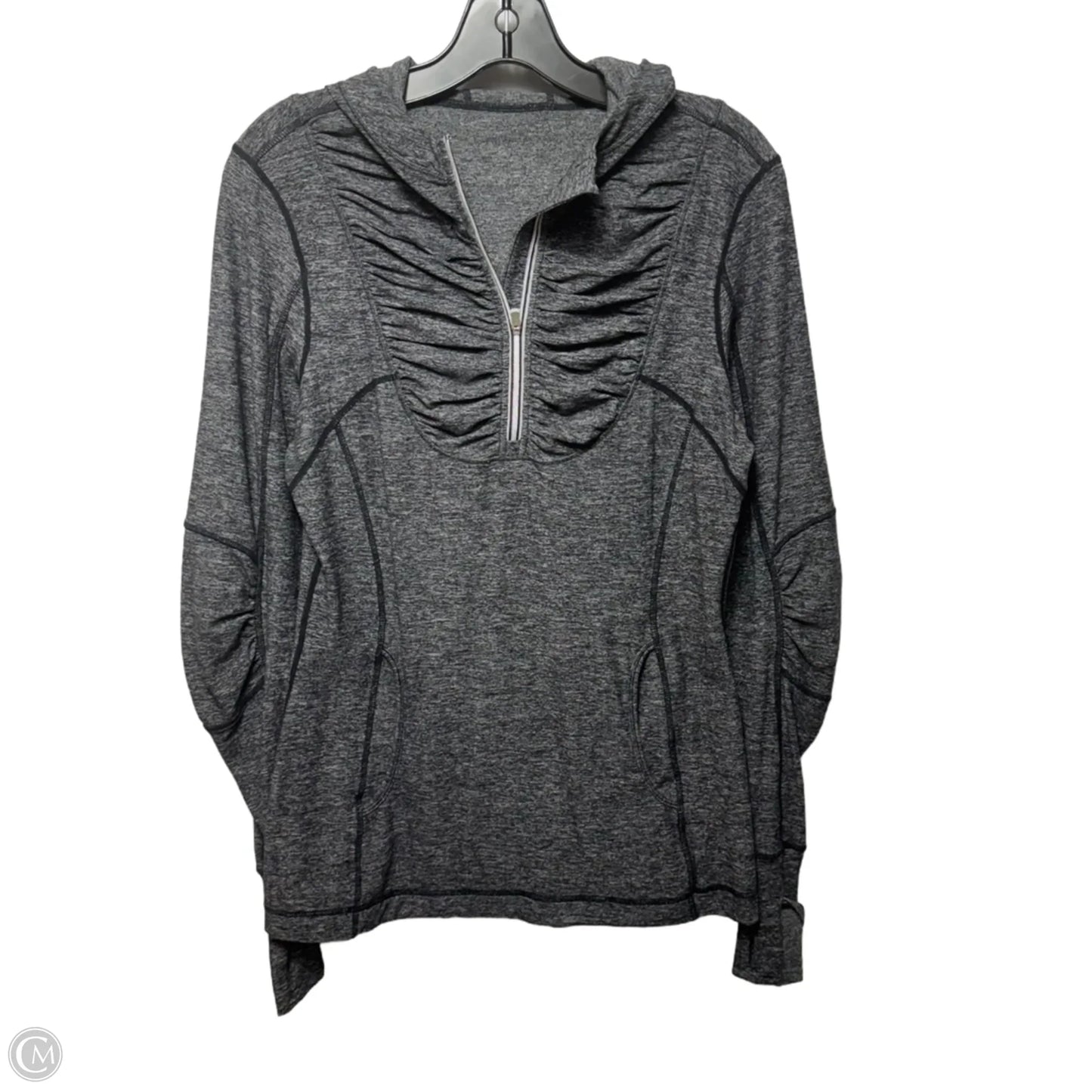 Athletic Top Long Sleeve Hoodie By Lululemon In Grey, Size: M