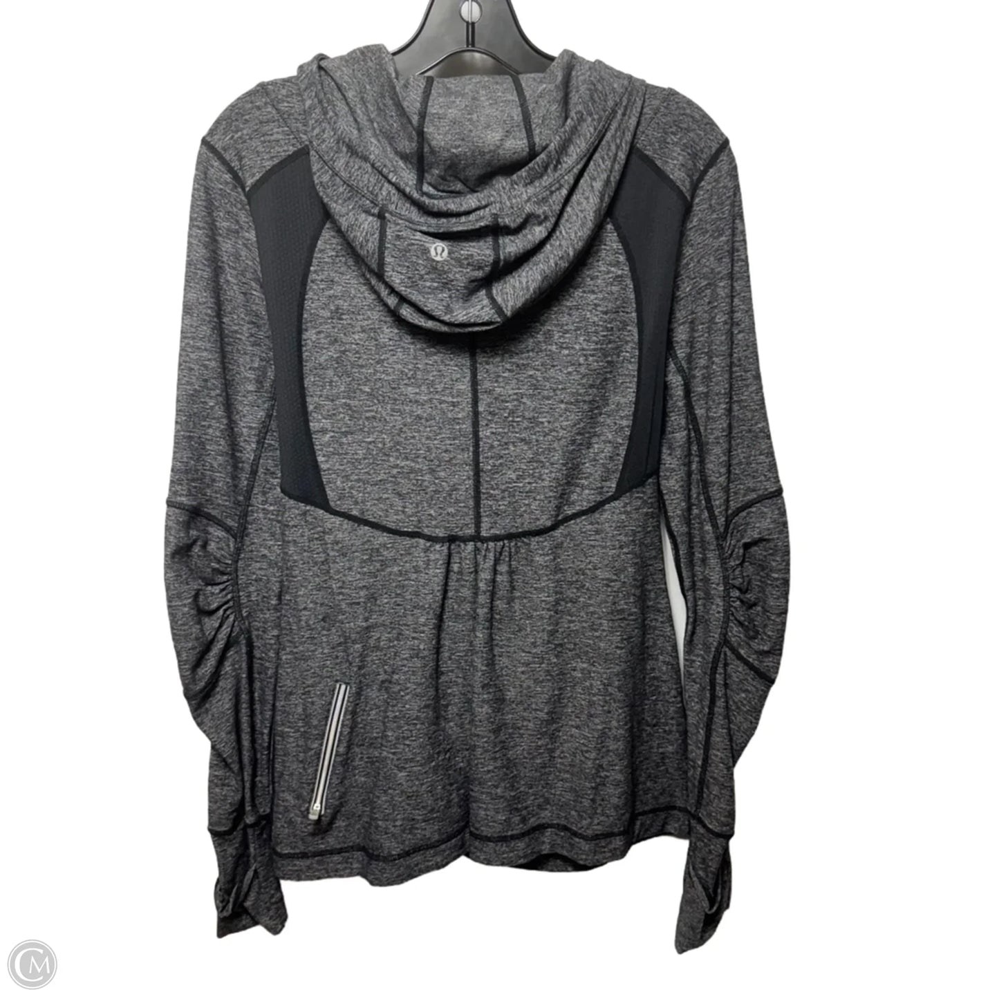 Athletic Top Long Sleeve Hoodie By Lululemon In Grey, Size: M