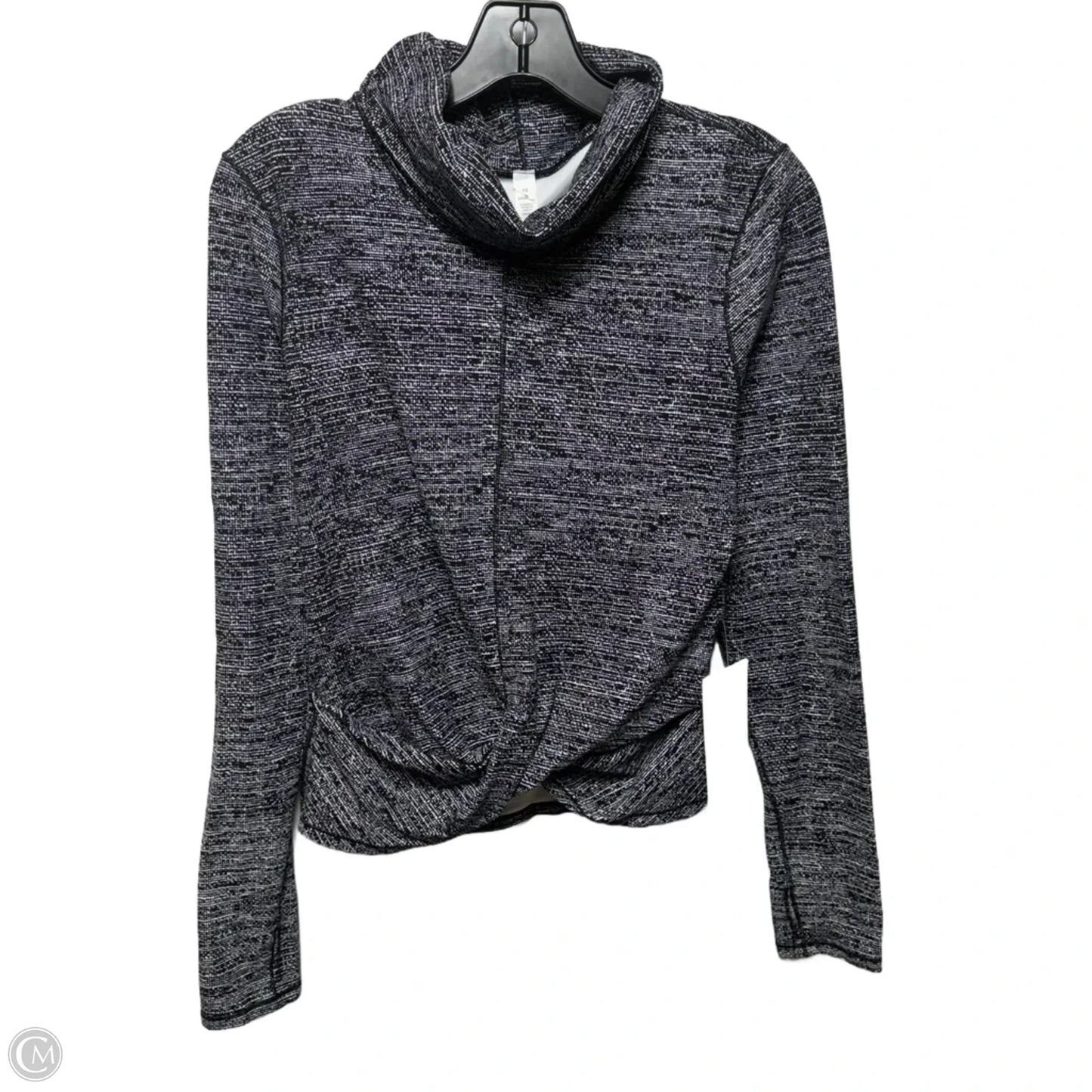 Melodic Movement Athletic Top Long Sleeve Collar By Lululemon In Black & White, Size: 10