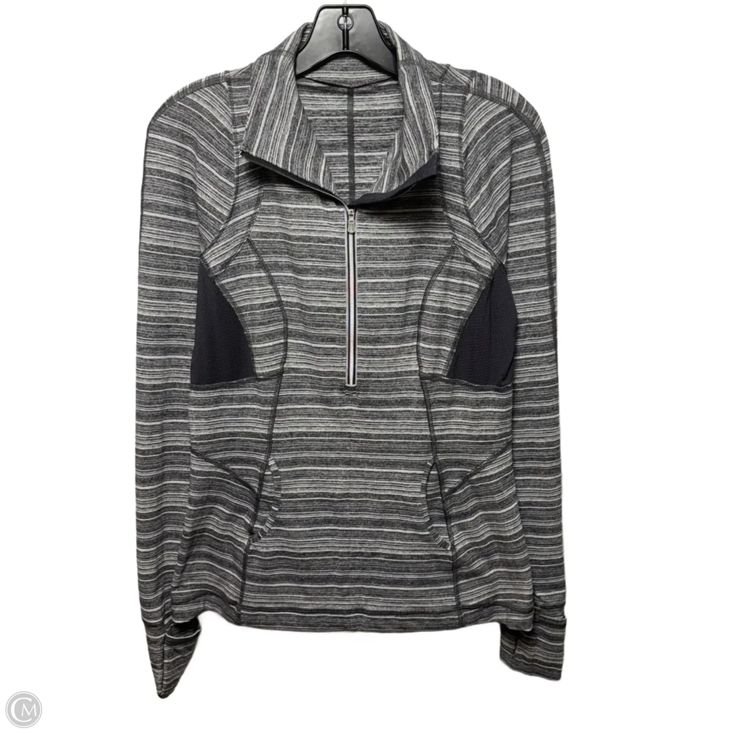 Athletic Top Long Sleeve Collar By Lululemon In Striped Pattern, Size: 10