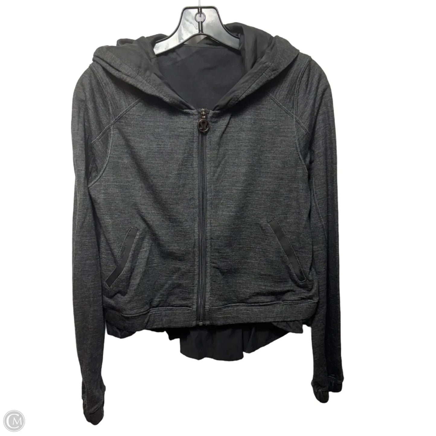 Hooded Athletic Jacket By Lululemon In Grey, Size: 8