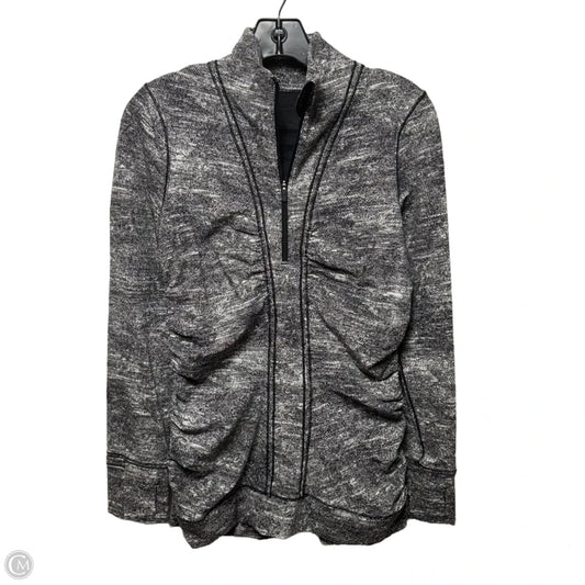 Athletic Top Long Sleeve Collar By Lululemon In Black & White, Size: 10