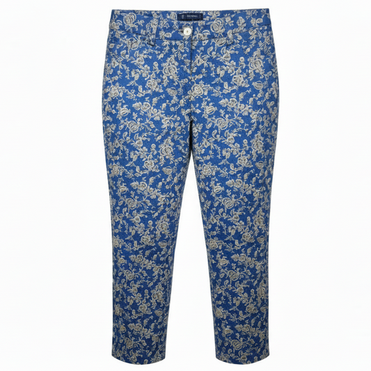 Pants Cropped By Lauren By Ralph Lauren In Blue & White, Size: 4