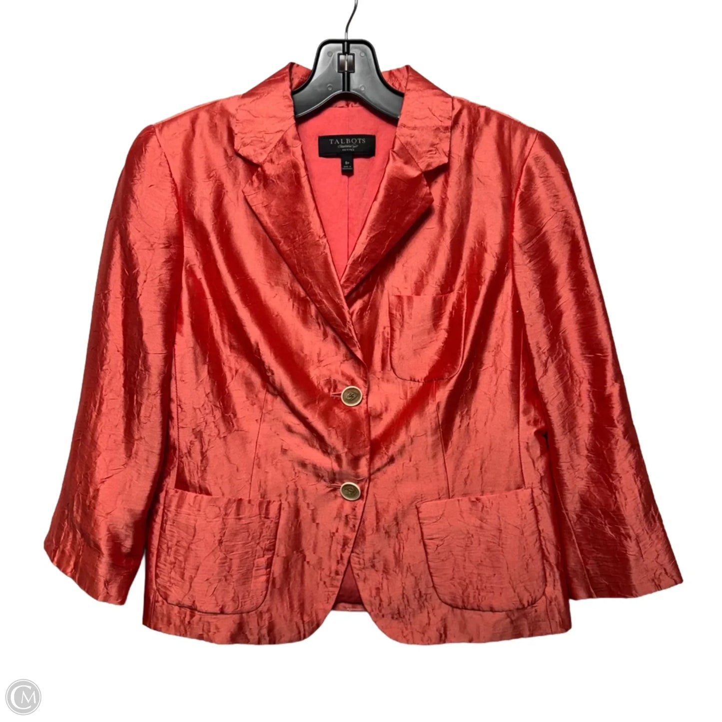 Silk Blend Blazer By Talbots In Orange, Size: 8p