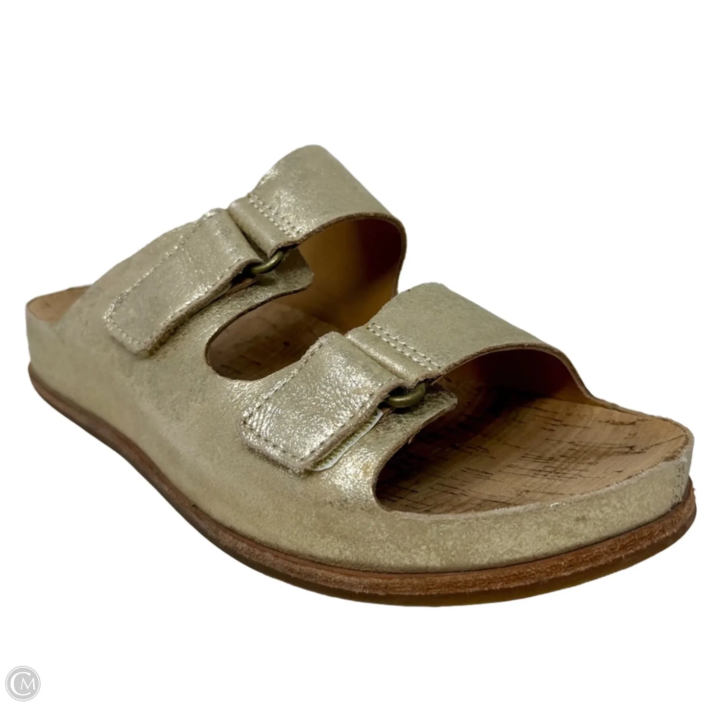 Torreya Metallic Leather  Slide Sandals By Kork Ease In Gold, Size: 8