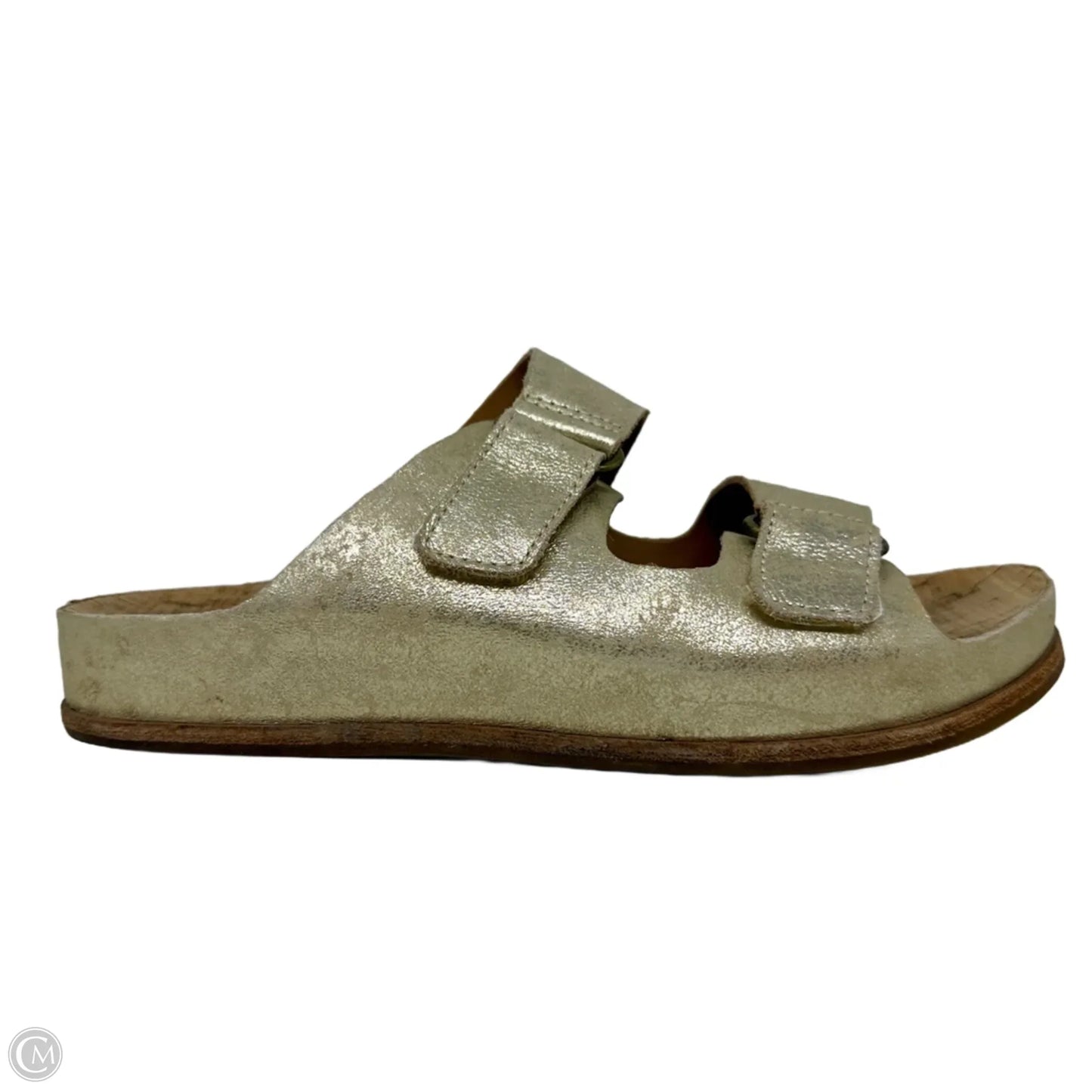 Torreya Metallic Leather  Slide Sandals By Kork Ease In Gold, Size: 8