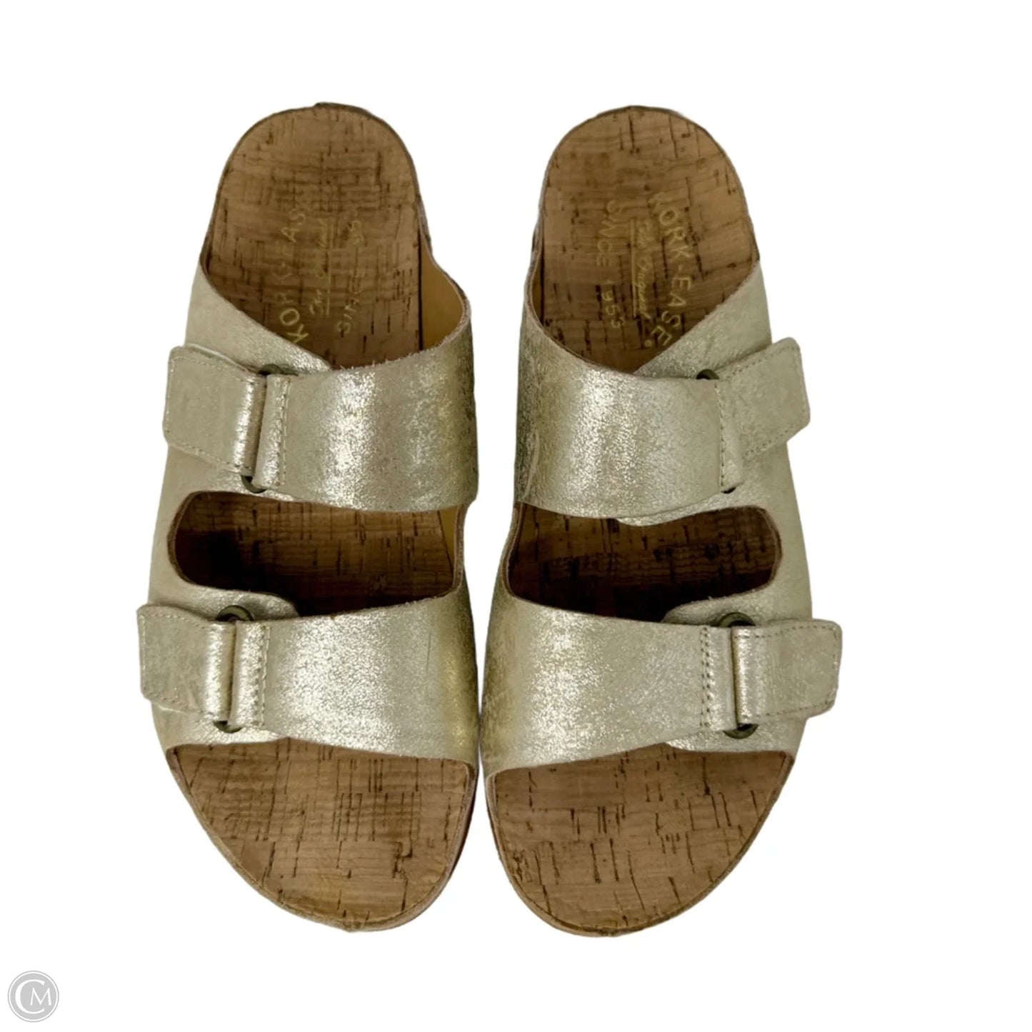 Torreya Metallic Leather  Slide Sandals By Kork Ease In Gold, Size: 8