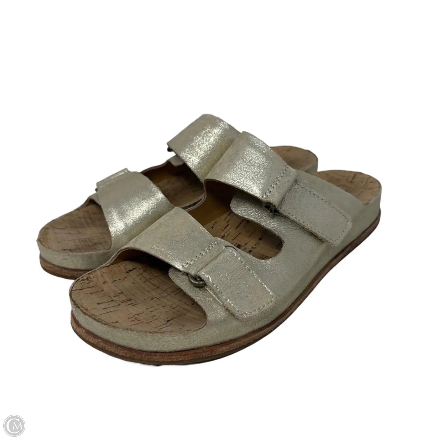 Torreya Metallic Leather  Slide Sandals By Kork Ease In Gold, Size: 8