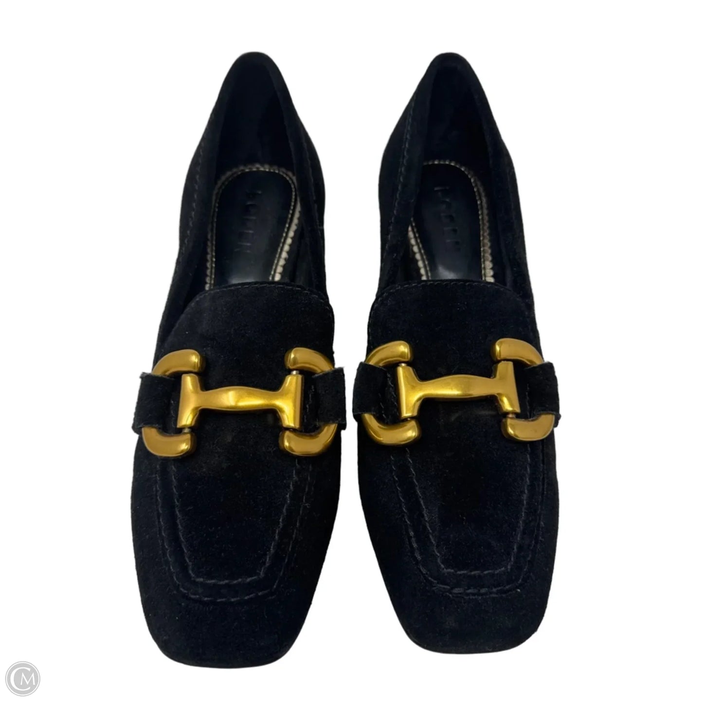 Suede Horsebit Loafers Shoes Heels Block By Boden In Black, Size: 7.5 (38)