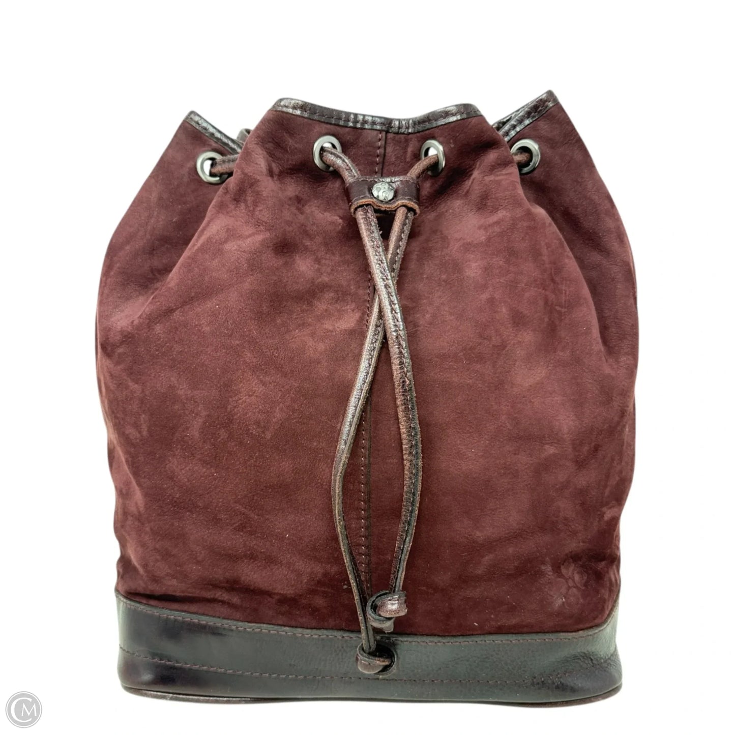 Melrose Drawstring Bucket Bag In Plum Brushed Italian Nubuck Leather Designer By Patricia Nash, Size: Medium