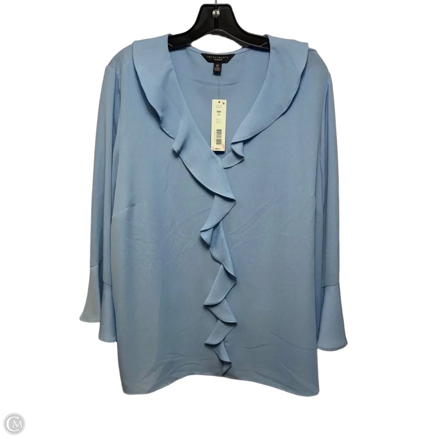 Top Long Sleeve By Investments In Blue, Size: 2x