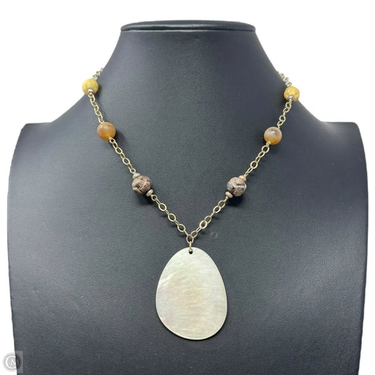 Pearl Pendant Carved Bead Statement Necklace By Liza Shtromberg