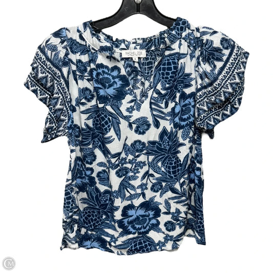 Top Short Sleeve By Rachel Zoe In Blue & White, Size: S